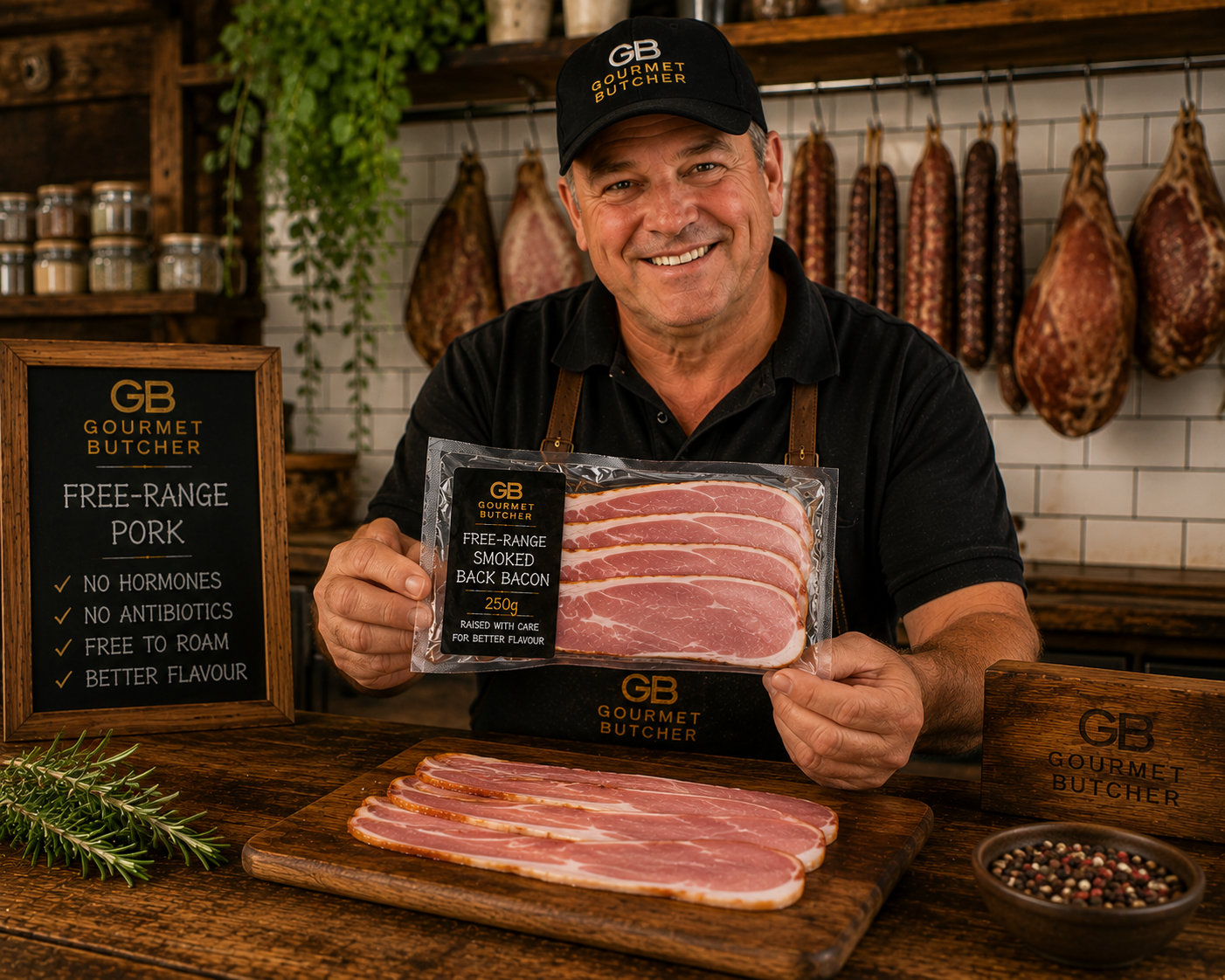 Free Range Smoked Back Bacon 250g