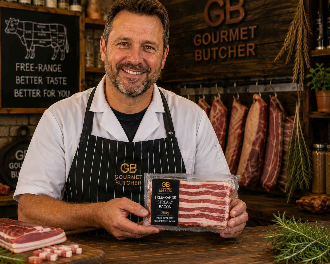 Free Range Streaky Bacon 250g