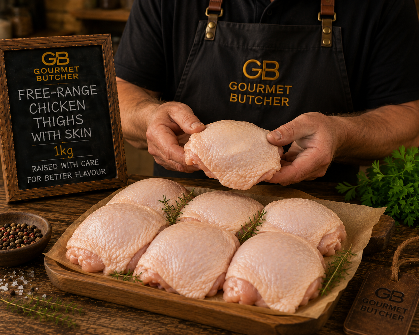 Free-Range Chicken Thighs with Skin 1kg