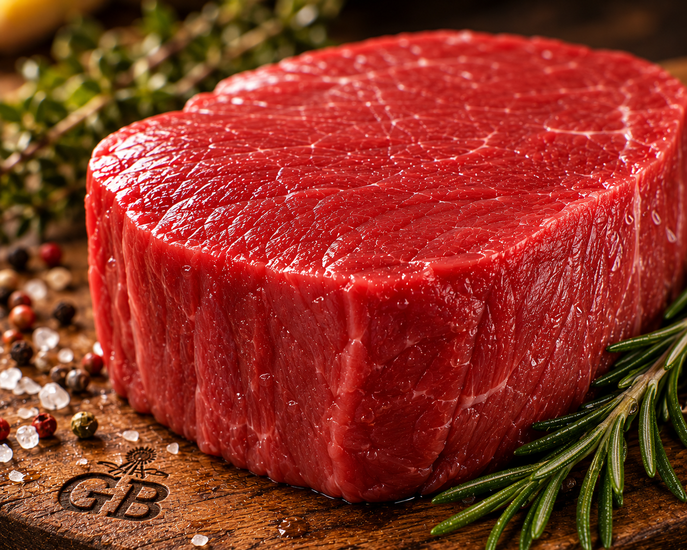 Close-up texture of raw premium beef fillet